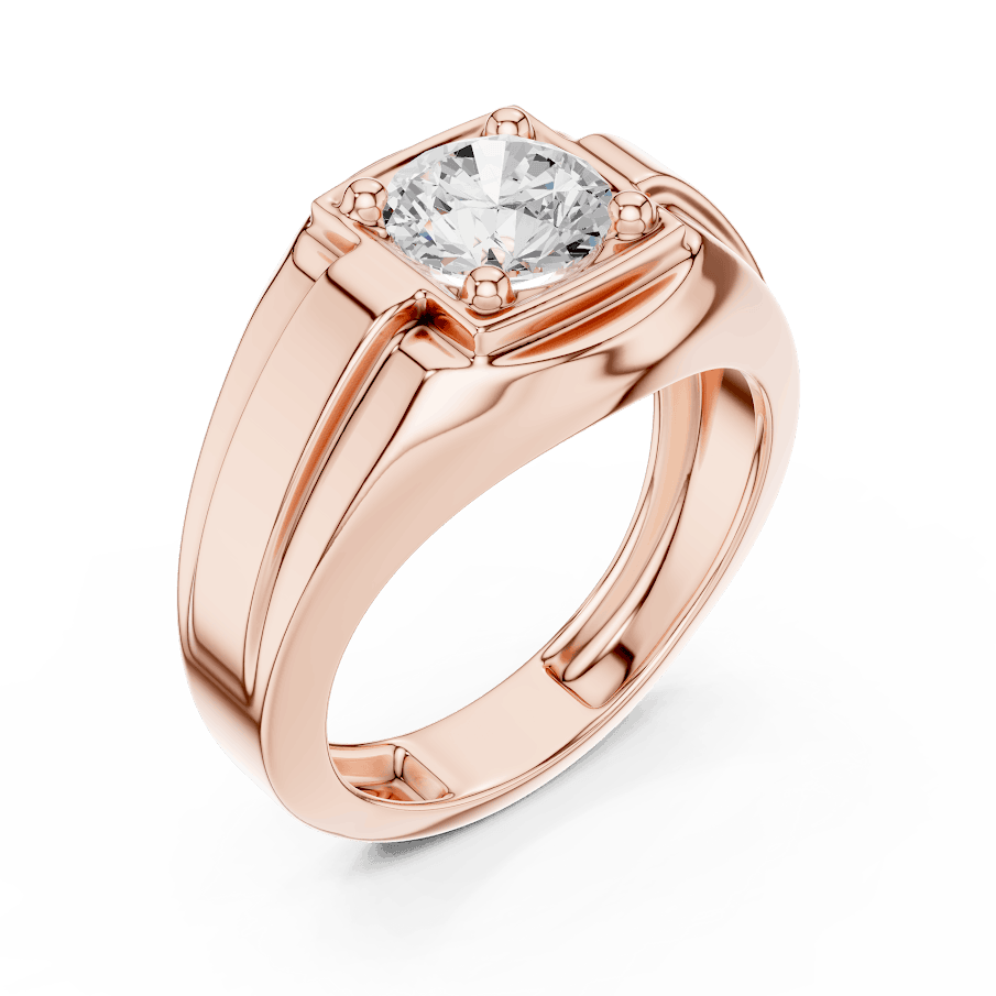 Classic solitaire diamond engagement ring featuring a brilliant round center stone in a four-prong setting with a polished band by Aortas Jewels.