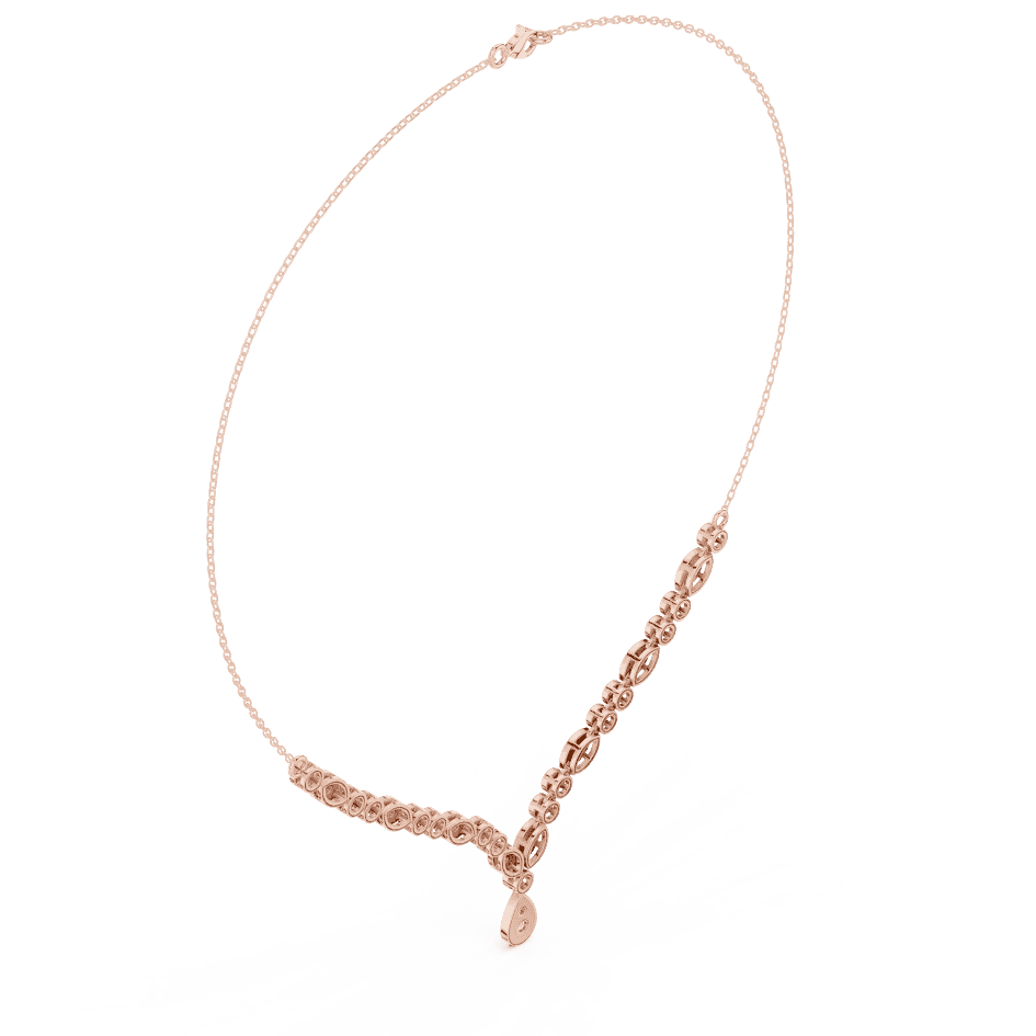 Elegant Marquise & Round Diamond Drop Necklace in white gold featuring brilliant round and marquise-cut diamonds by Aortas Jewels.