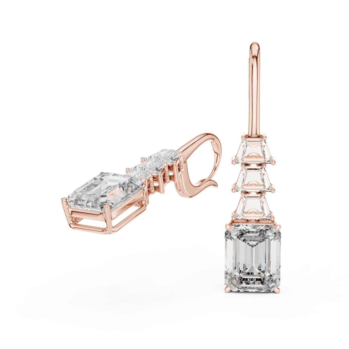 Emerald Cut Diamond Drop Earrings Aortas Diamond Jewels