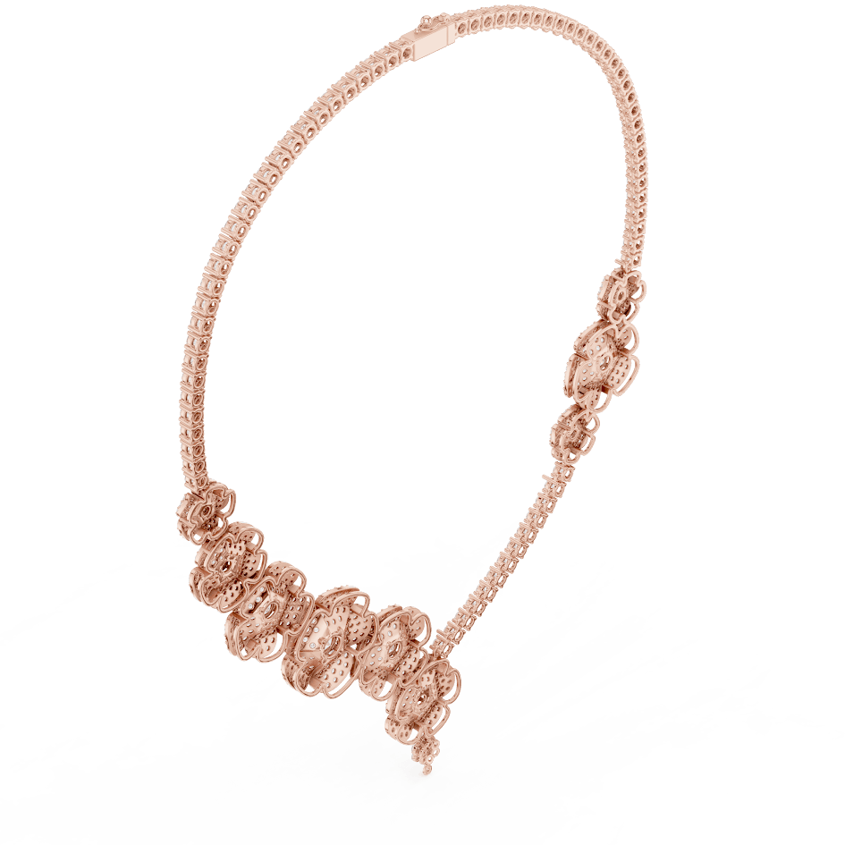 Floral diamond statement necklace featuring sparkling flower motifs and an elegant drop centerpiece by Aortas Jewels.