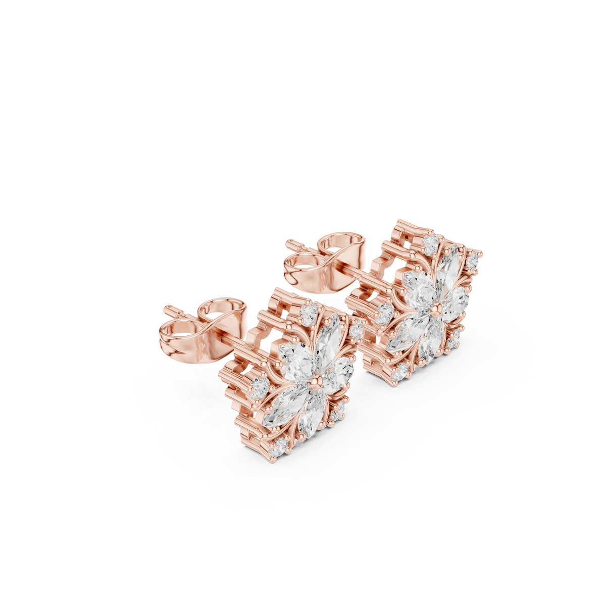 Floral Diamond Stud Earrings Aortas Diamond Jewels
