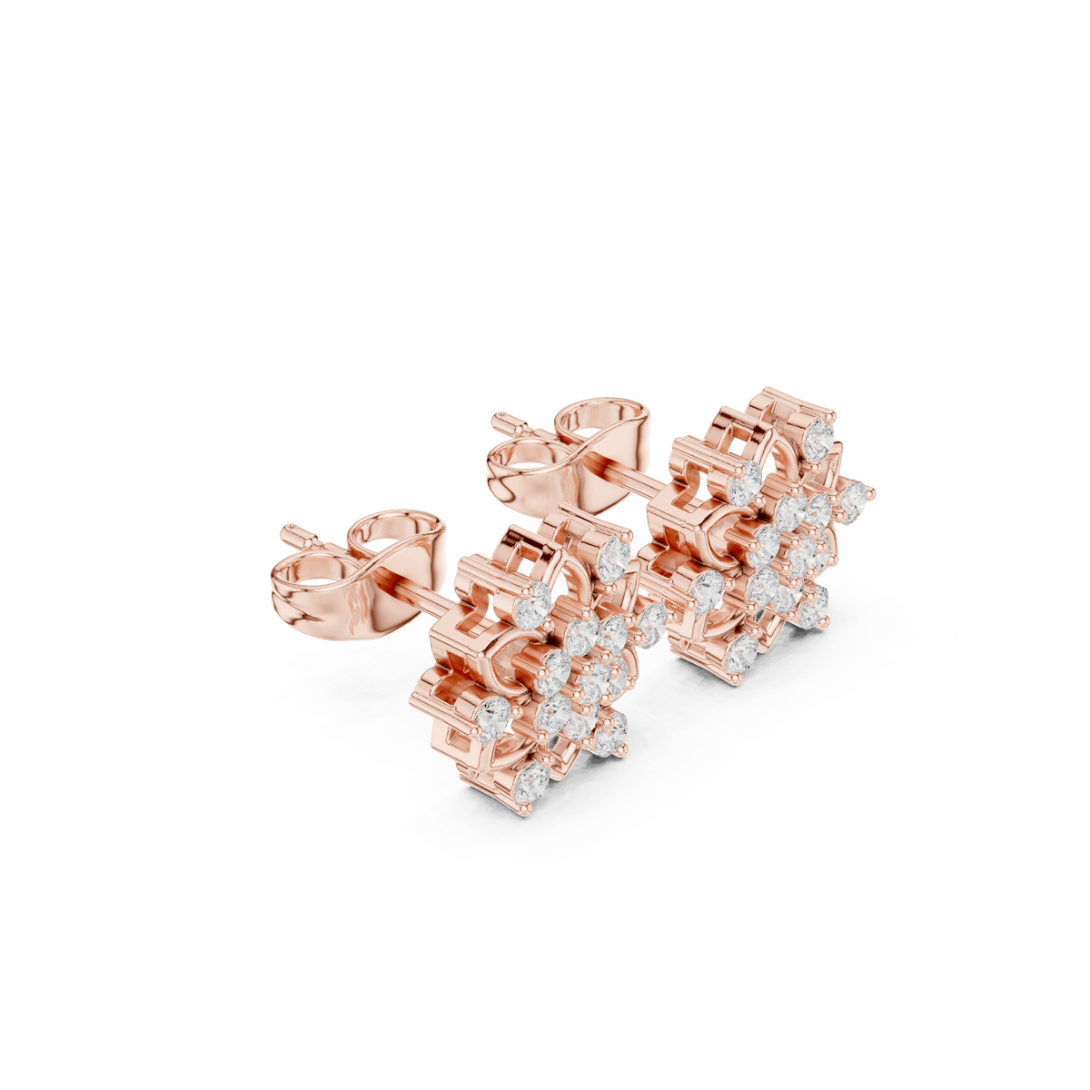 Geometric Floral Diamond Stud Earrings Aortas Diamond Jewels