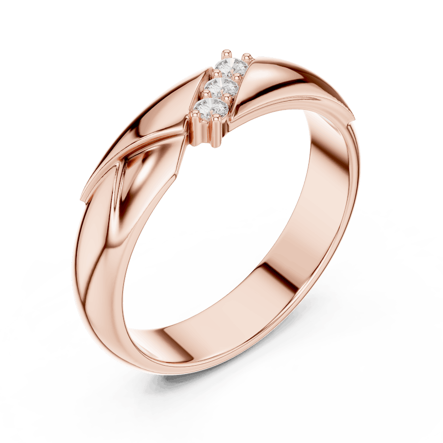 Modern curved diamond accent ring featuring a sleek polished band with a contemporary sweeping design and sparkling round diamonds by Aortas Jewels.