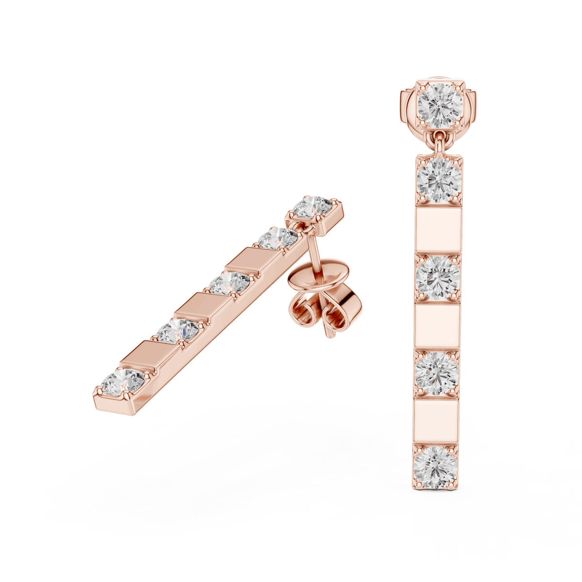 Modern Diamond Bar Drop Earrings Aortas Diamond Jewels