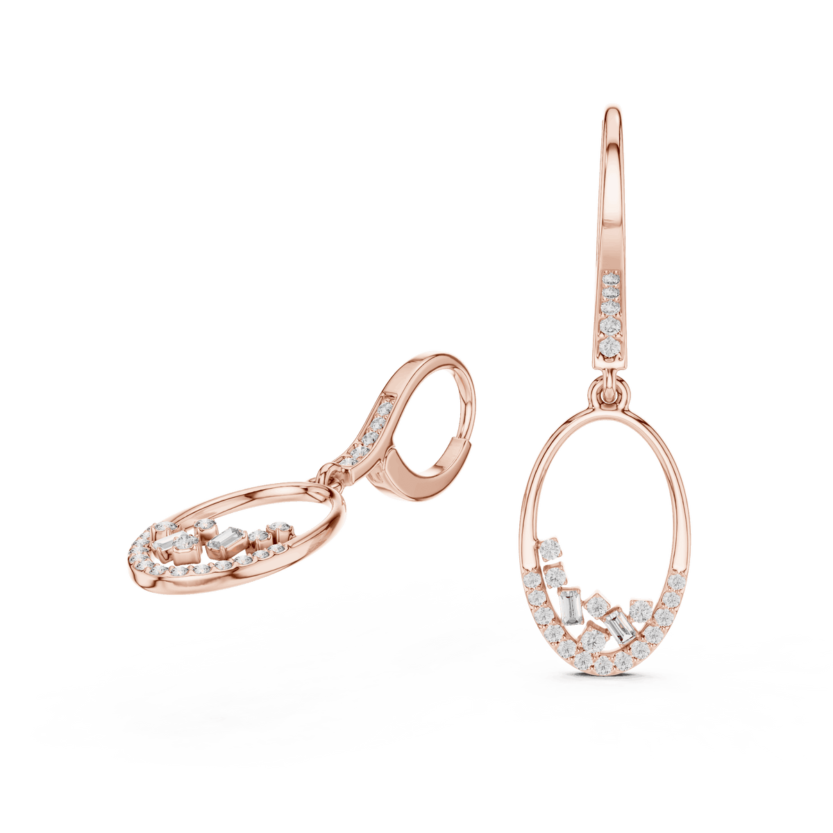 Oval Diamond Drop Hoop Earrings Aortas Diamond Jewels