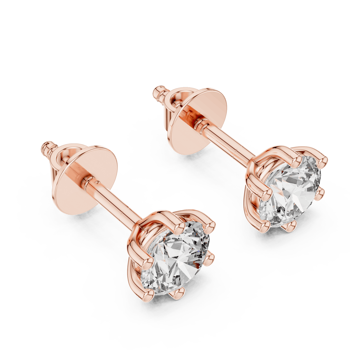 Round Solitaire Diamond Stud Earrings Aortas Diamond Jewels