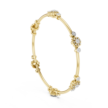 Floral Charm Crystal Bangle Bracelet