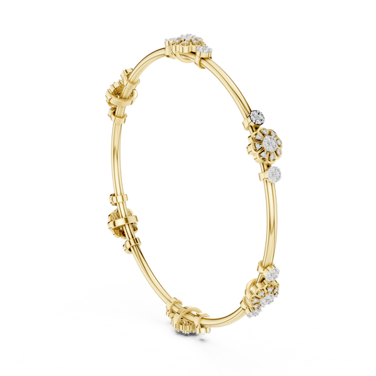 Floral Charm Crystal Bangle Bracelet