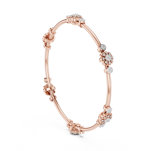 Floral Charm Crystal Bangle Bracelet