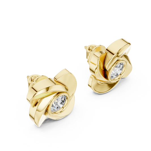Twisted Ribbon Diamond Stud Earrings