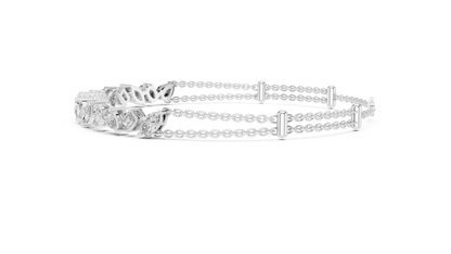 Marquise and emerald diamond tennis bracelet featuring mixed-cut sparkling stones in an elegant chain design by Aortas Jewels.