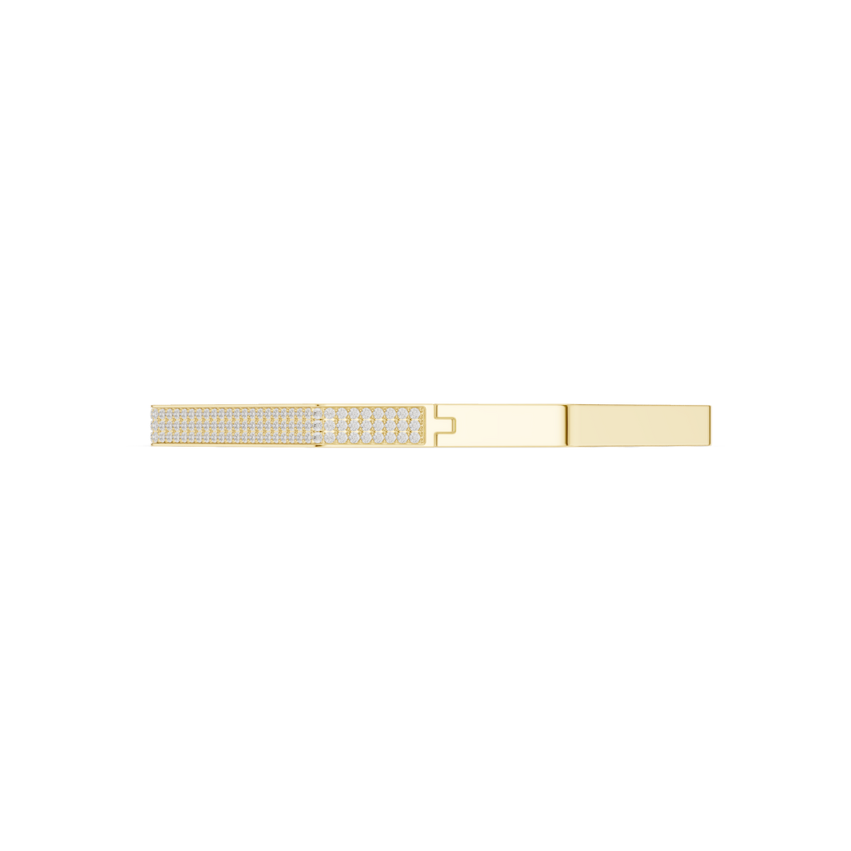 Geometric diamond bangle bracelet featuring a sleek octagonal design with a pavé-set diamond accent panel and polished finish by Aortas Jewels.