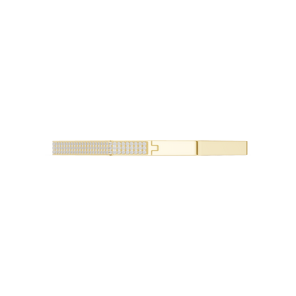 Geometric diamond bangle bracelet featuring a sleek octagonal design with a pavé-set diamond accent panel and polished finish by Aortas Jewels.