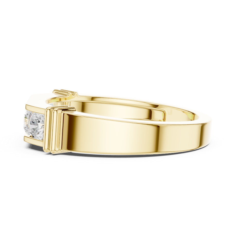Contemporary channel-set diamond ring featuring brilliant round stones on a sleek polished band by Aortas Jewels.