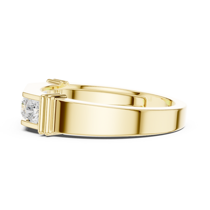 Contemporary channel-set diamond ring featuring brilliant round stones on a sleek polished band by Aortas Jewels.