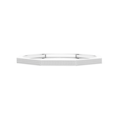 Geometric diamond bangle bracelet featuring a sleek octagonal design with a pavé-set diamond accent panel and polished finish by Aortas Jewels.