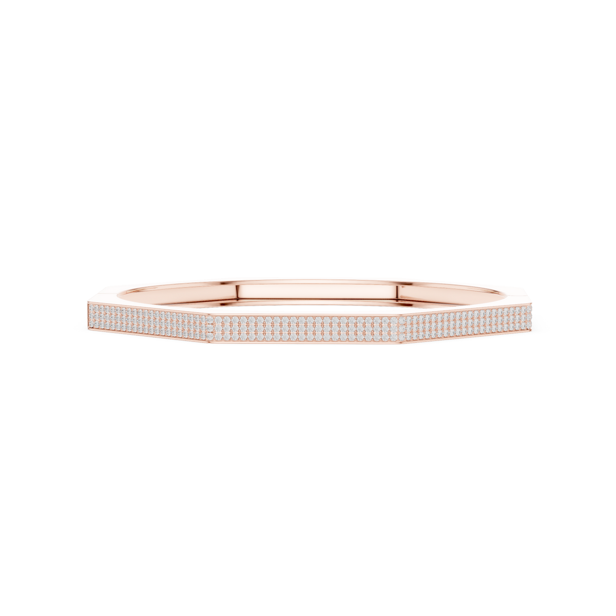 Geometric diamond bangle bracelet featuring a sleek octagonal design with a pavé-set diamond accent panel and polished finish by Aortas Jewels.