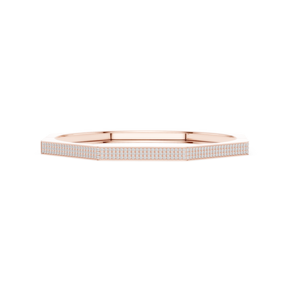 Geometric diamond bangle bracelet featuring a sleek octagonal design with a pavé-set diamond accent panel and polished finish by Aortas Jewels.