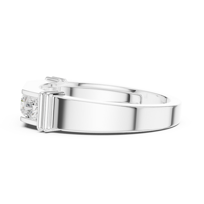 Contemporary channel-set diamond ring featuring brilliant round stones on a sleek polished band by Aortas Jewels.