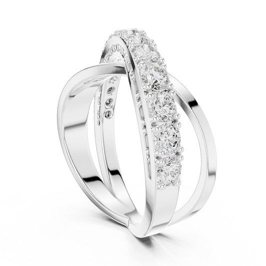Criss Cross Diamond Band Ring