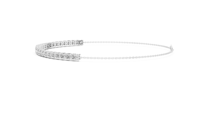 Adjustable Round Diamond Tennis Bracelet featuring a row of brilliant round-cut diamonds on a delicate polished chain with an adjustable clasp by Aortas Jewels.
