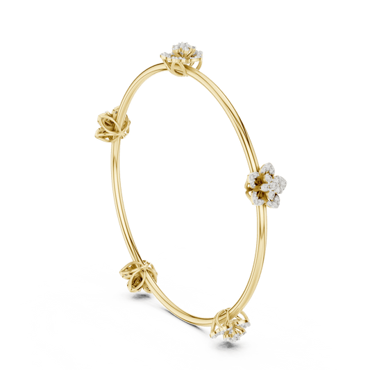 Blooming Floral & Leaf Crystal Bangle Bracelet Aortas Diamond Jewels