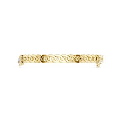 Butterfly diamond chain bracelet featuring polished interlocking links and a sparkling butterfly centerpiece by Aortas Jewels.