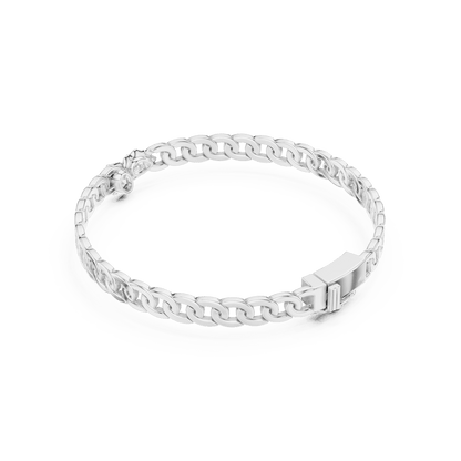 Butterfly diamond chain bracelet featuring polished interlocking links and a sparkling butterfly centerpiece by Aortas Jewels.