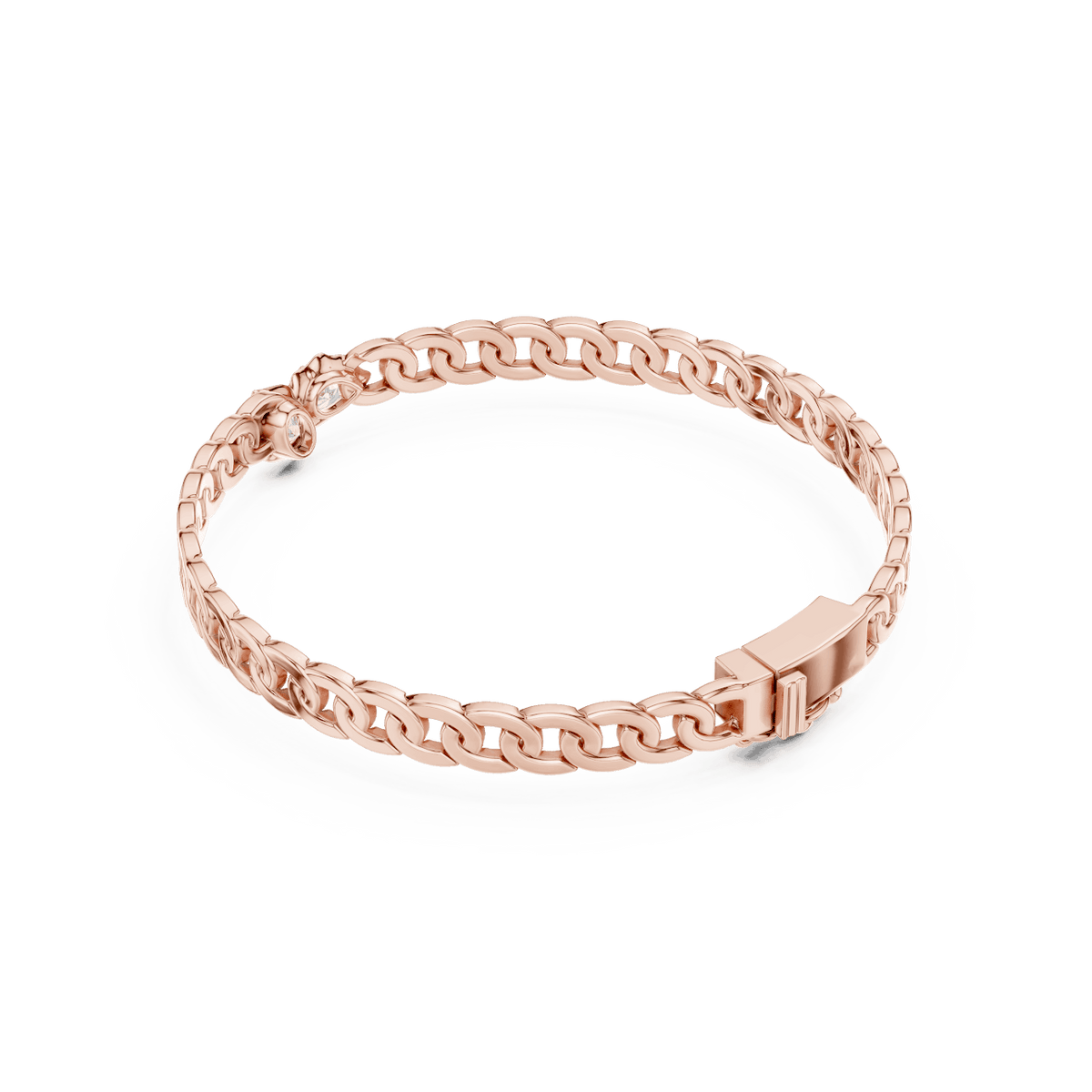 Butterfly diamond chain bracelet featuring polished interlocking links and a sparkling butterfly centerpiece by Aortas Jewels.