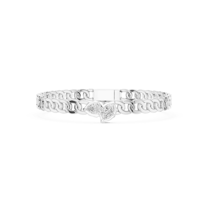 Butterfly diamond chain bracelet featuring polished interlocking links and a sparkling butterfly centerpiece by Aortas Jewels.
