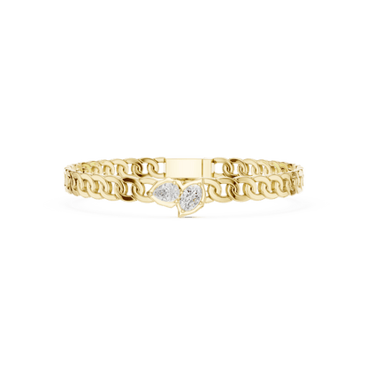 Butterfly diamond chain bracelet featuring polished interlocking links and a sparkling butterfly centerpiece by Aortas Jewels.