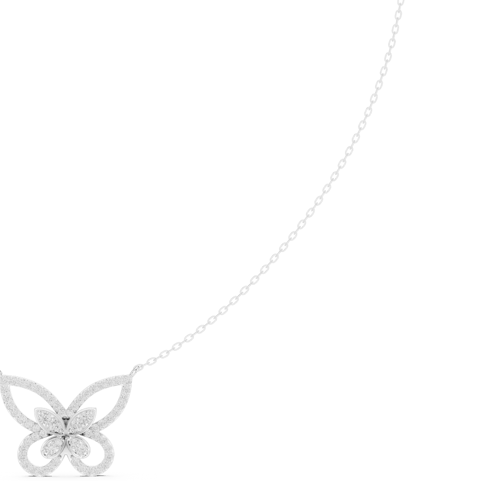 Butterfly diamond pendant necklace featuring a delicate butterfly-inspired design on a fine chain by Aortas Jewels.
