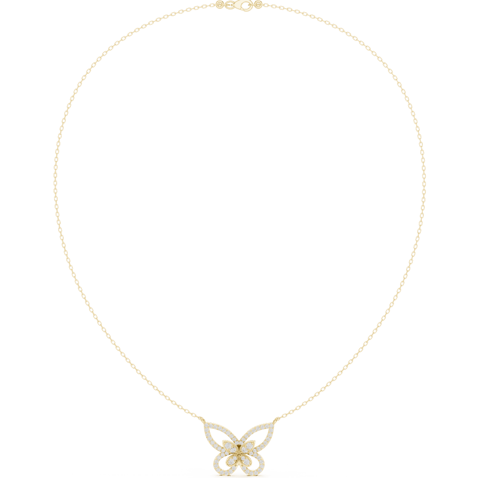 Butterfly diamond pendant necklace featuring a delicate butterfly-inspired design on a fine chain by Aortas Jewels.