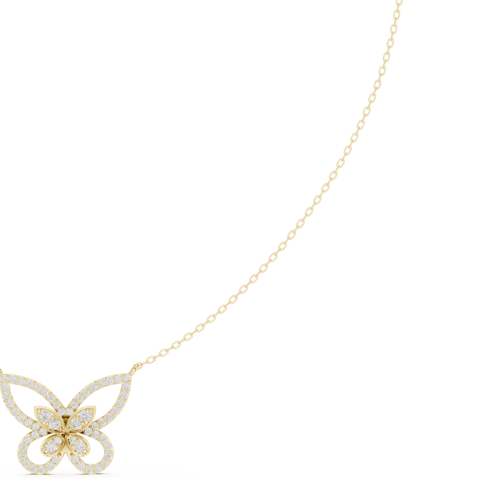 Butterfly diamond pendant necklace featuring a delicate butterfly-inspired design on a fine chain by Aortas Jewels.