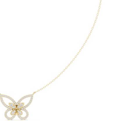 Butterfly diamond pendant necklace featuring a delicate butterfly-inspired design on a fine chain by Aortas Jewels.