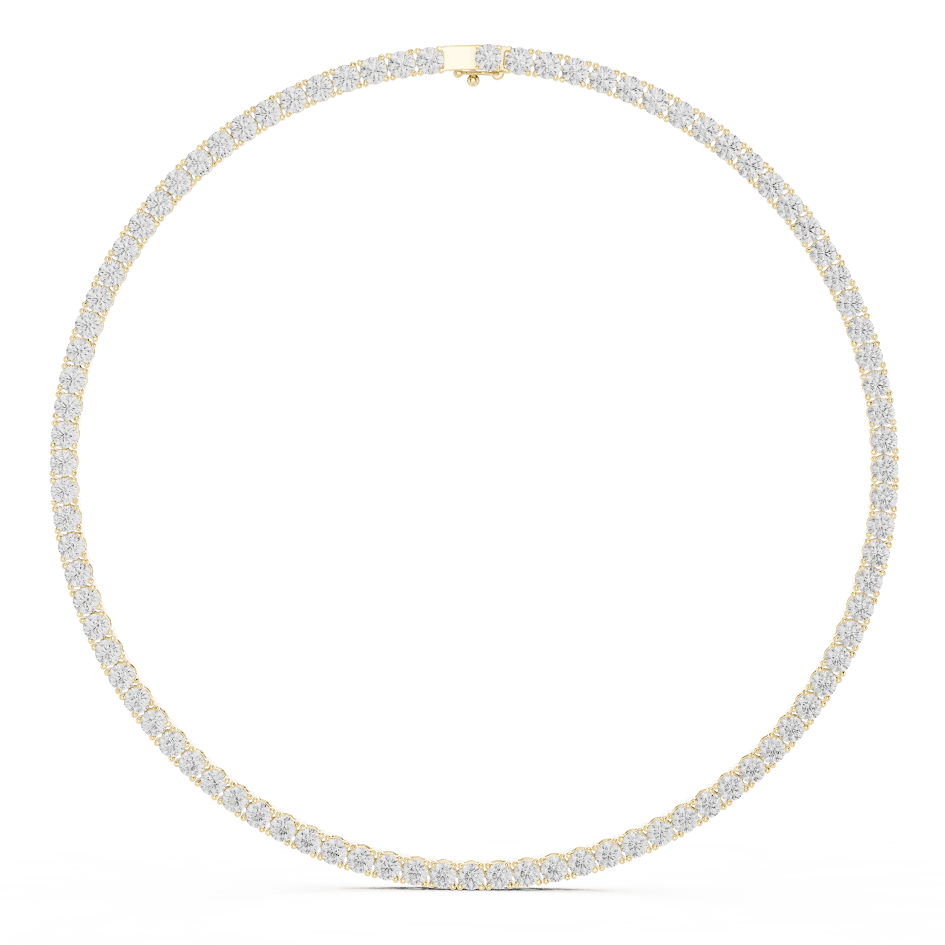 Classic round diamond tennis necklace with a continuous line of sparkling stones by Aortas Jewels.