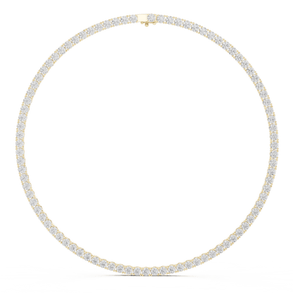Classic round diamond tennis necklace with a continuous line of sparkling stones by Aortas Jewels.