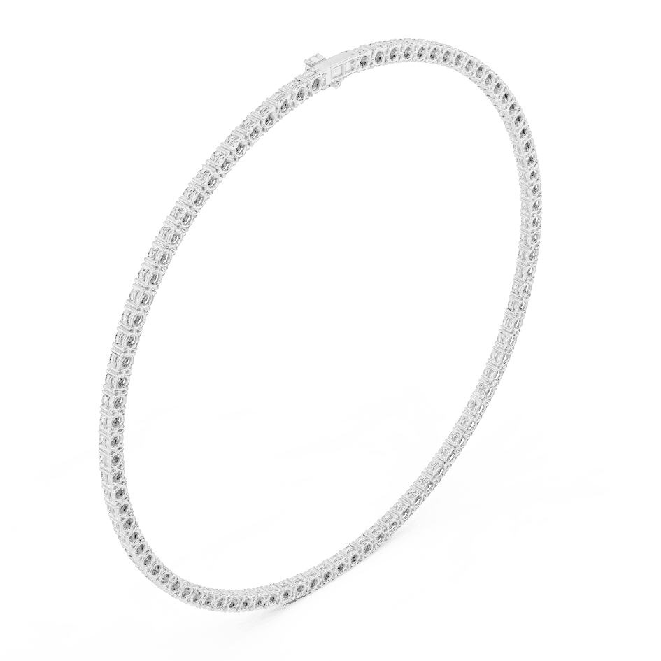 Classic round diamond tennis necklace with a continuous line of sparkling stones by Aortas Jewels.