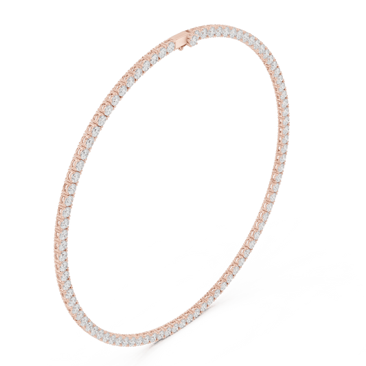 Classic round diamond tennis necklace with a continuous line of sparkling stones by Aortas Jewels.