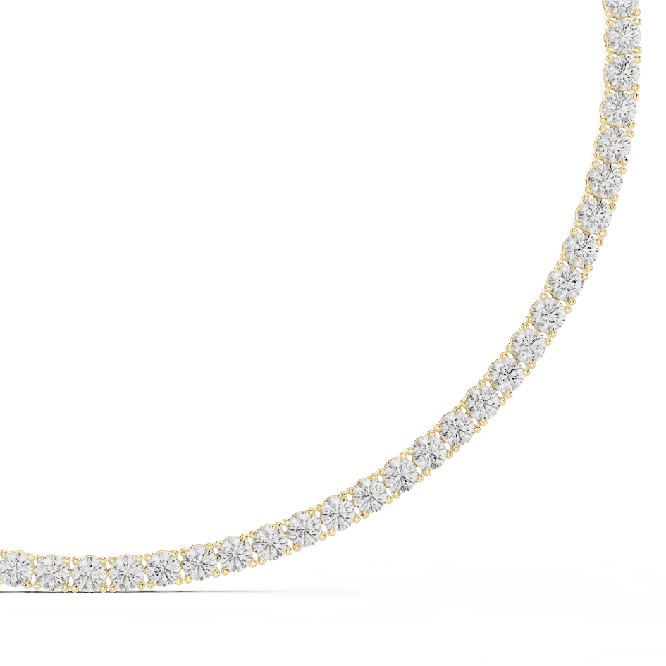 Classic round diamond tennis necklace with a continuous line of sparkling stones by Aortas Jewels.