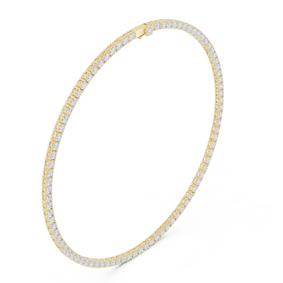 Classic round diamond tennis necklace with a continuous line of sparkling stones by Aortas Jewels.