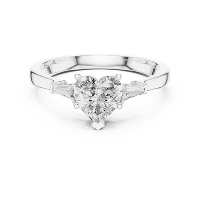 Classic solitaire diamond engagement ring featuring a round brilliant center stone in a four-prong setting with a polished band by Aortas Jewels.