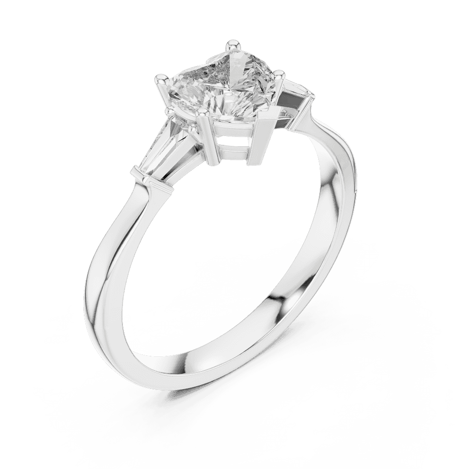 Classic solitaire diamond engagement ring featuring a round brilliant center stone in a four-prong setting with a polished band by Aortas Jewels.