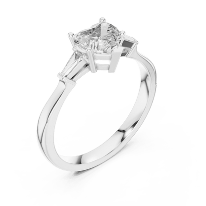 Classic solitaire diamond engagement ring featuring a round brilliant center stone in a four-prong setting with a polished band by Aortas Jewels.