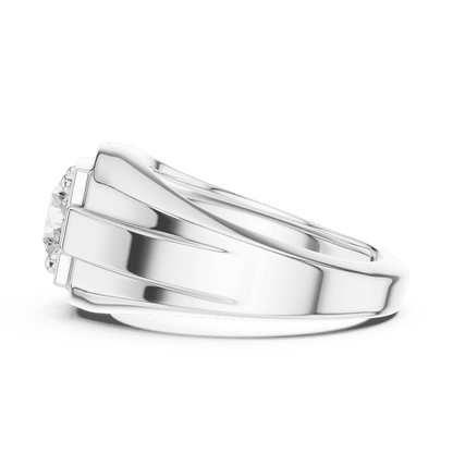Classic solitaire diamond engagement ring featuring a brilliant round center stone in a four-prong setting with a polished band by Aortas Jewels.
