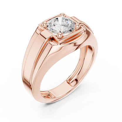 Classic solitaire diamond engagement ring featuring a brilliant round center stone in a four-prong setting with a polished band by Aortas Jewels.