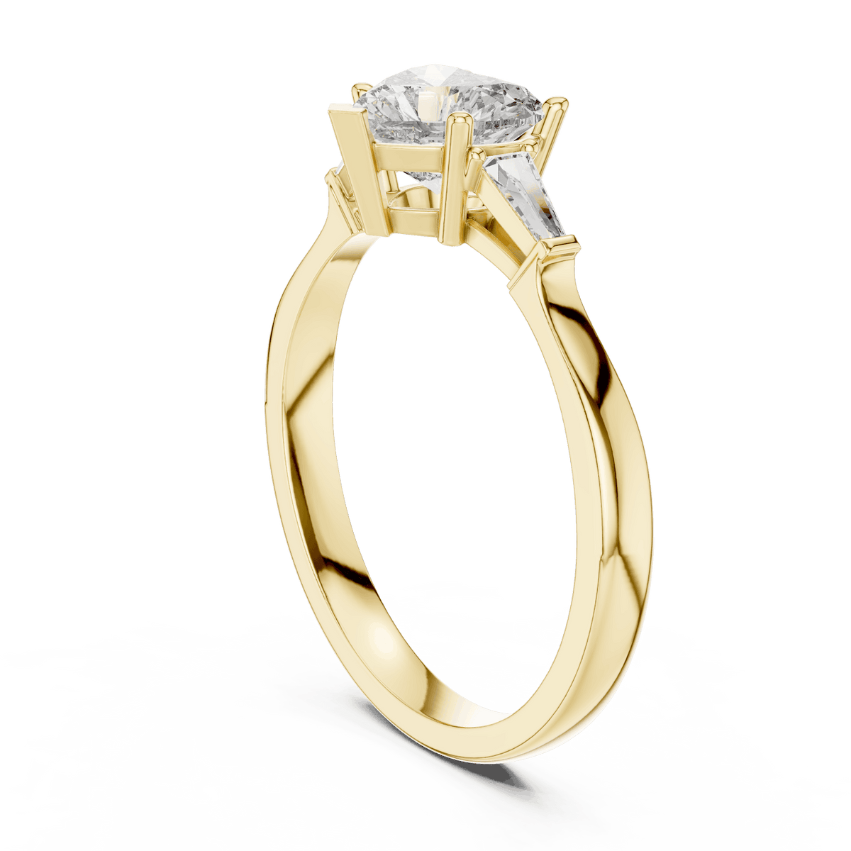 Classic solitaire diamond engagement ring featuring a round brilliant center stone in a four-prong setting with a polished band by Aortas Jewels.