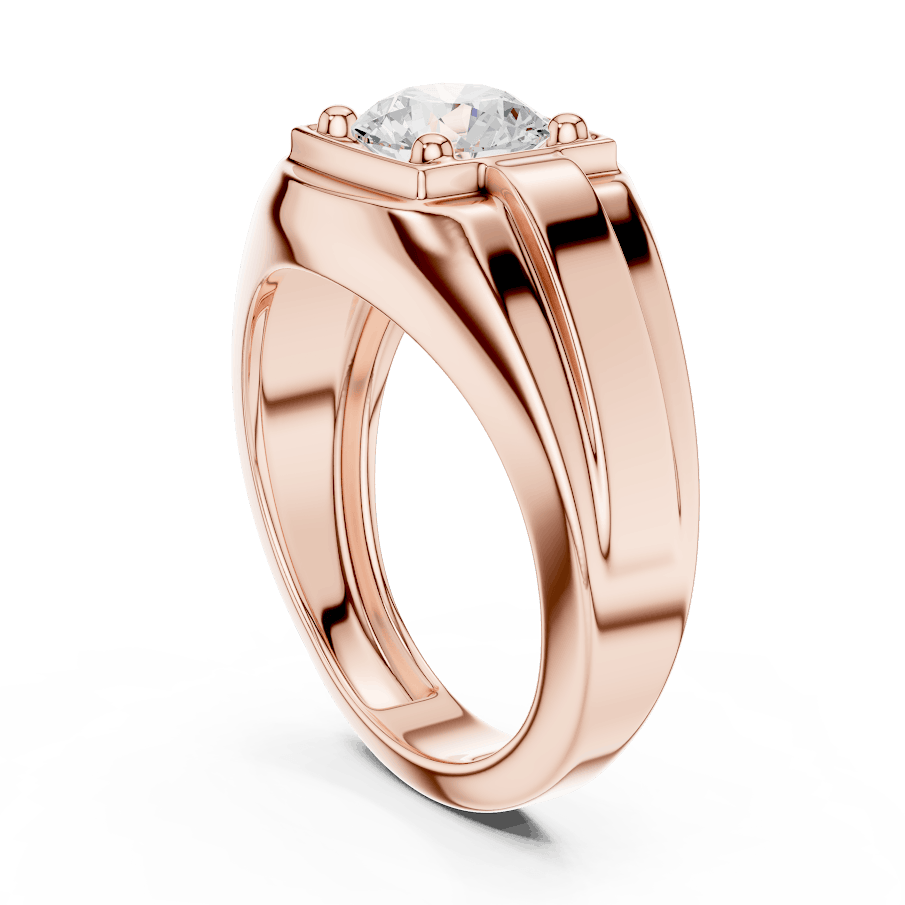 Classic solitaire diamond engagement ring featuring a brilliant round center stone in a four-prong setting with a polished band by Aortas Jewels.