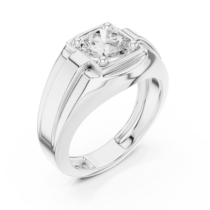 Classic solitaire diamond engagement ring featuring a brilliant round center stone in a four-prong setting with a polished band by Aortas Jewels.