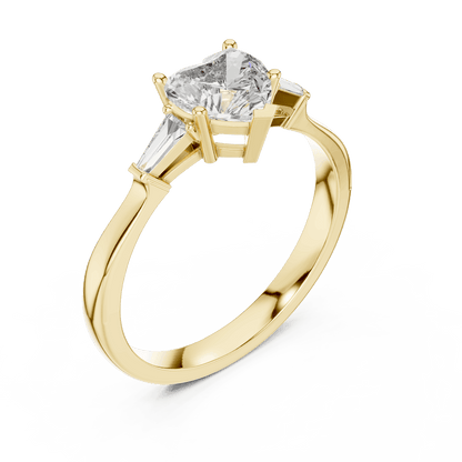 Classic solitaire diamond engagement ring featuring a round brilliant center stone in a four-prong setting with a polished band by Aortas Jewels.